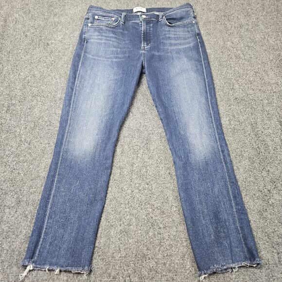 AGOLDE Jeans Size 32 Sophie Mid Rise Crop Skinny Stretch Denim Raw Hem - Picture 1 of 8